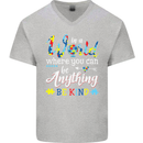 Autism In a World Be Kind Autistic ASD Mens V-Neck Cotton T-Shirt Sports Grey