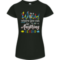 Autism In a World Be Kind Autistic ASD Womens Petite Cut T-Shirt Black