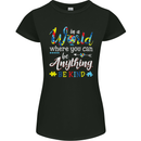 Autism In a World Be Kind Autistic ASD Womens Petite Cut T-Shirt Black