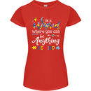 Autism In a World Be Kind Autistic ASD Womens Petite Cut T-Shirt Red