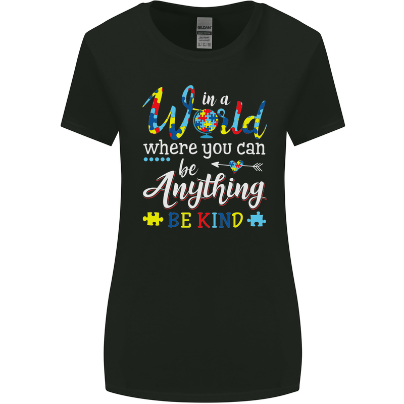 Autism In a World Be Kind Autistic ASD Womens Wider Cut T-Shirt Black