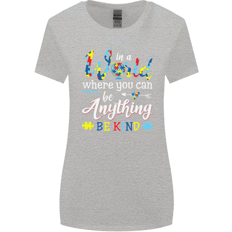 Autism In a World Be Kind Autistic ASD Womens Wider Cut T-Shirt Sports Grey
