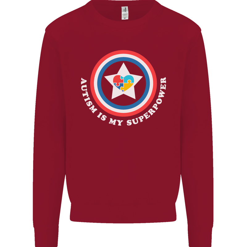 Autism Is My Superpower Autistic Kids Sweatshirt Jumper Red