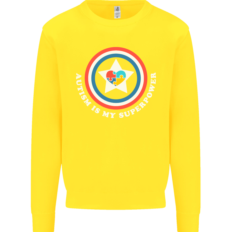 Autism Is My Superpower Autistic Kids Sweatshirt Jumper Yellow