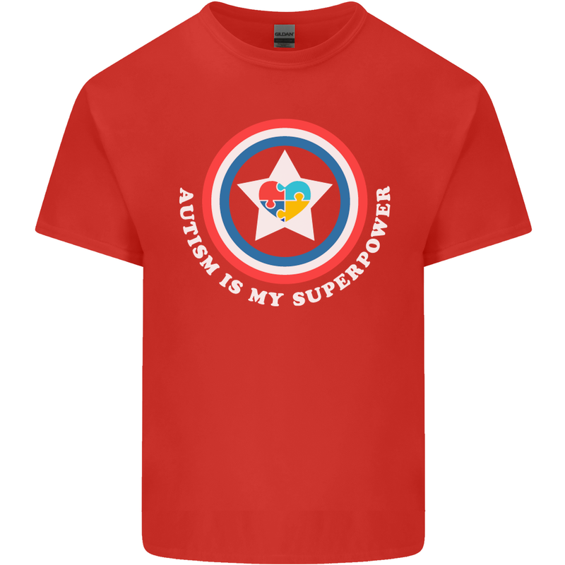 Autism Is My Superpower Autistic Kids T-Shirt Childrens Red