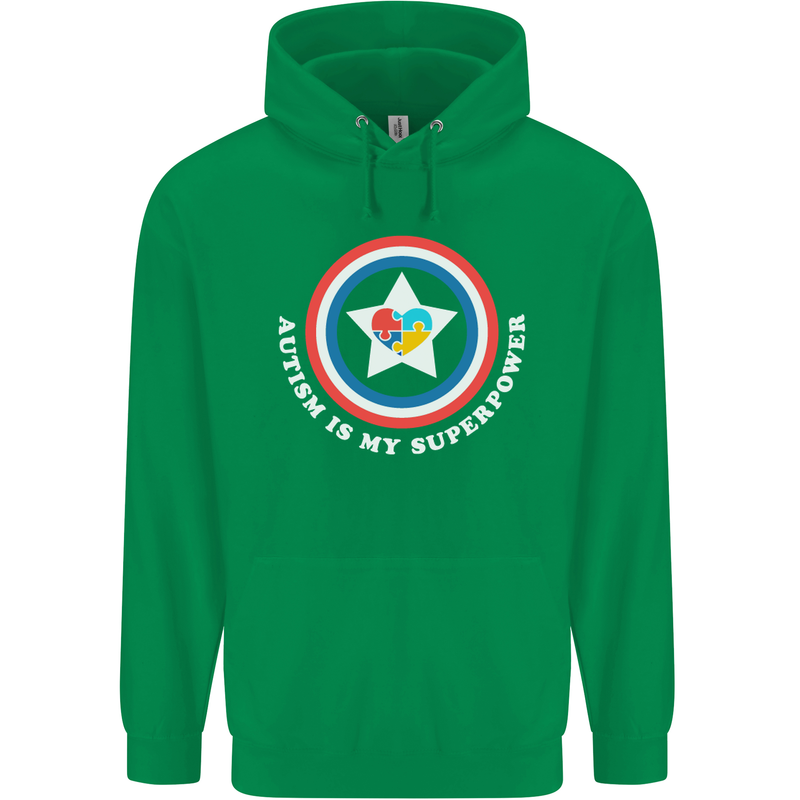 Autism Is My Superpower Autistic Mens 80% Cotton Hoodie Irish Green