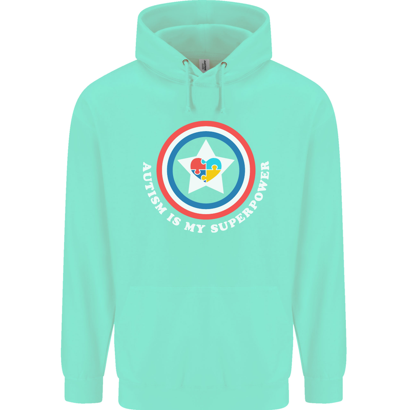 Autism Is My Superpower Autistic Mens 80% Cotton Hoodie Peppermint