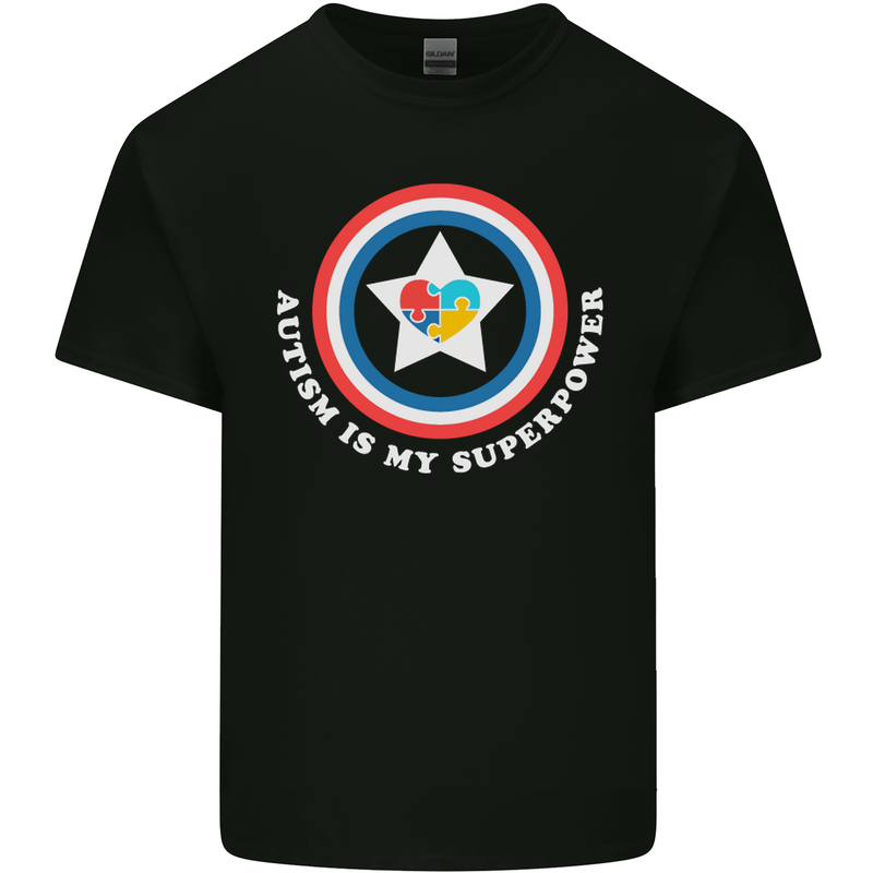 Autism Is My Superpower Autistic Mens Cotton T-Shirt Tee Top Black