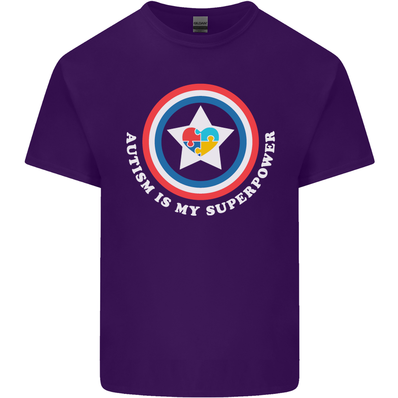 Autism Is My Superpower Autistic Mens Cotton T-Shirt Tee Top Purple