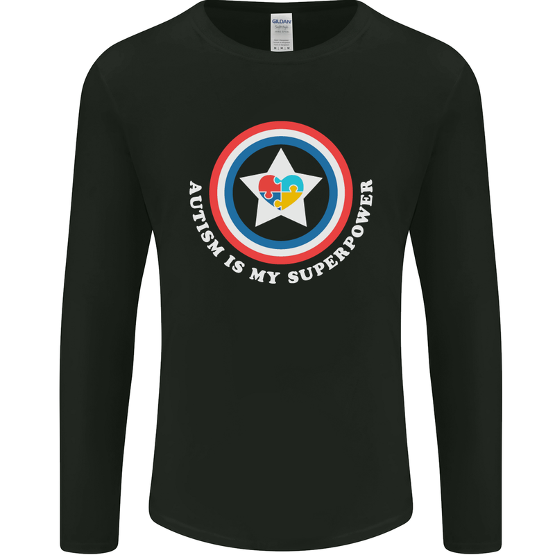 Autism Is My Superpower Autistic Mens Long Sleeve T-Shirt Black