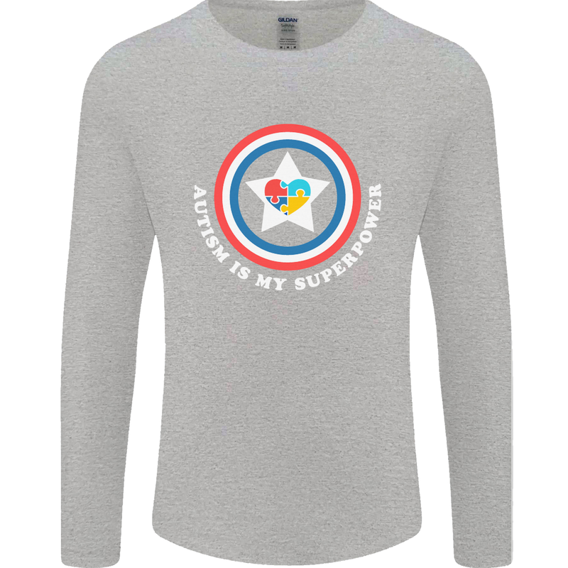 Autism Is My Superpower Autistic Mens Long Sleeve T-Shirt Sports Grey