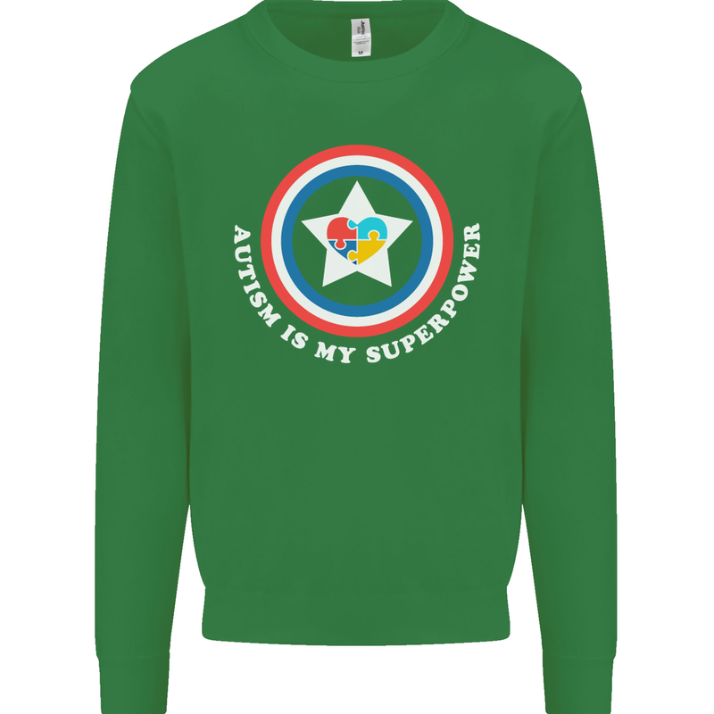 Autism Is My Superpower Autistic Mens Sweatshirt Jumper Irish Green