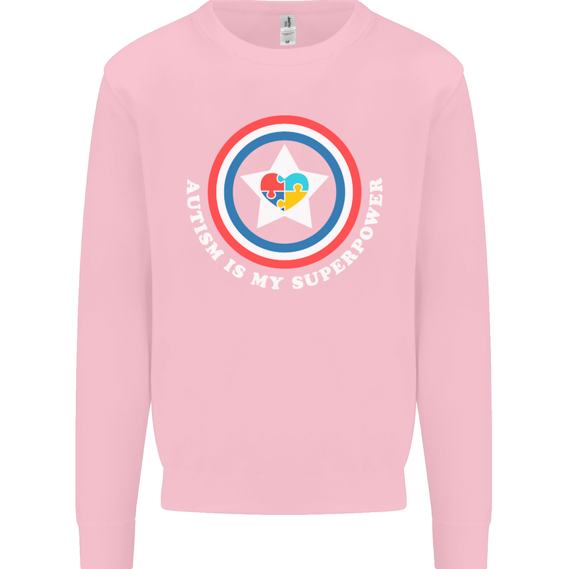 Autism Is My Superpower Autistic Mens Sweatshirt Jumper Light Pink