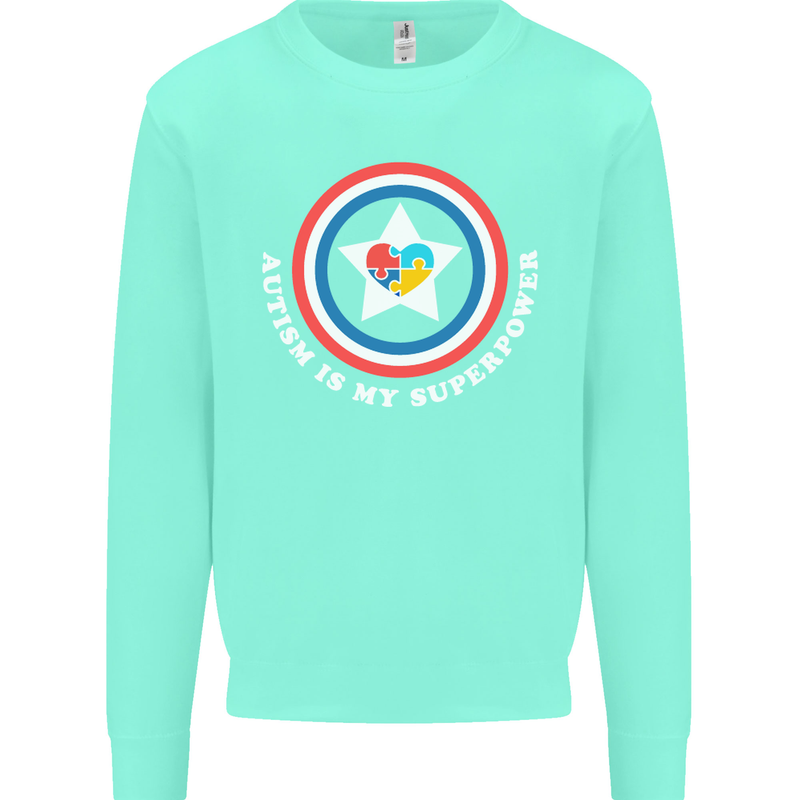 Autism Is My Superpower Autistic Mens Sweatshirt Jumper Peppermint