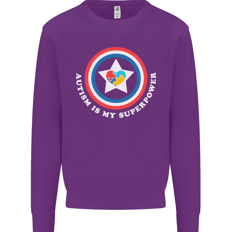 Autism Is My Superpower Autistic Mens Sweatshirt Jumper Purple