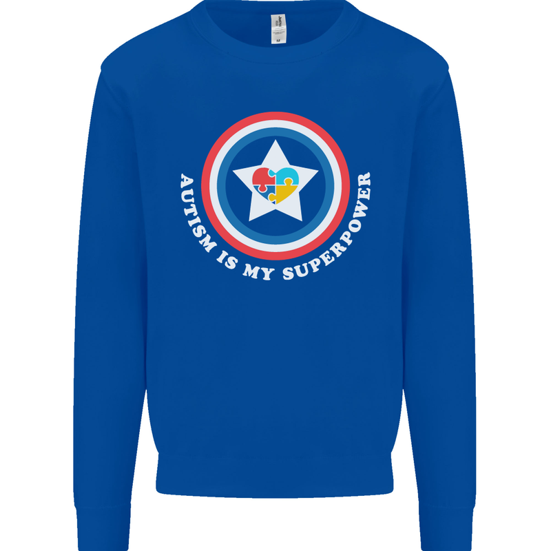 Autism Is My Superpower Autistic Mens Sweatshirt Jumper Royal Blue