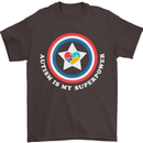 Autism Is My Superpower Autistic Mens T-Shirt Cotton Gildan Dark Chocolate