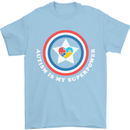 Autism Is My Superpower Autistic Mens T-Shirt Cotton Gildan Light Blue