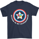 Autism Is My Superpower Autistic Mens T-Shirt Cotton Gildan Navy Blue