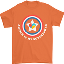 Autism Is My Superpower Autistic Mens T-Shirt Cotton Gildan Orange