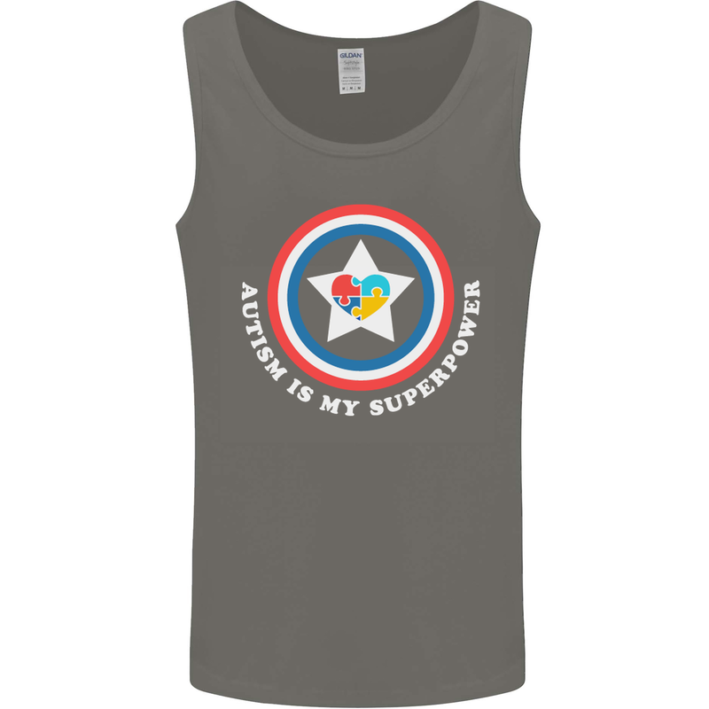 Autism Is My Superpower Autistic Mens Vest Tank Top Charcoal