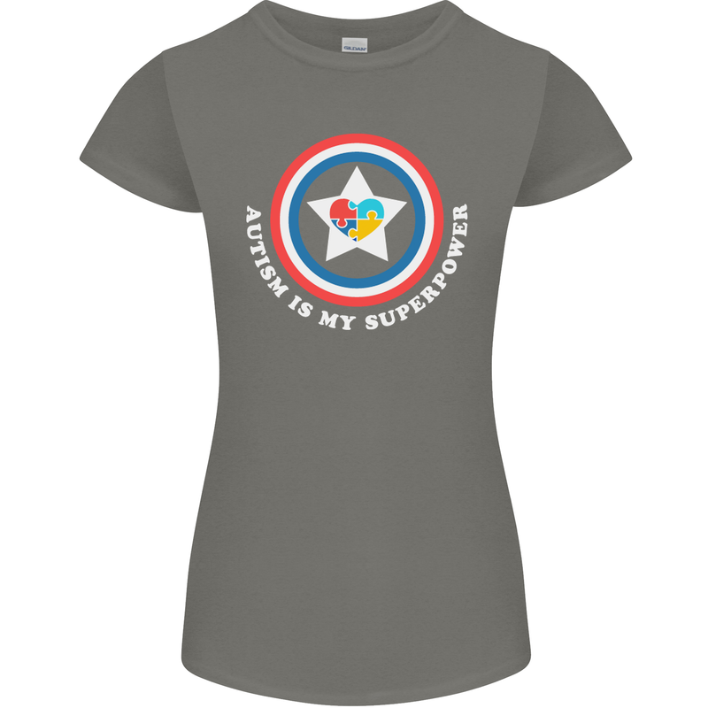 Autism Is My Superpower Autistic Womens Petite Cut T-Shirt Charcoal