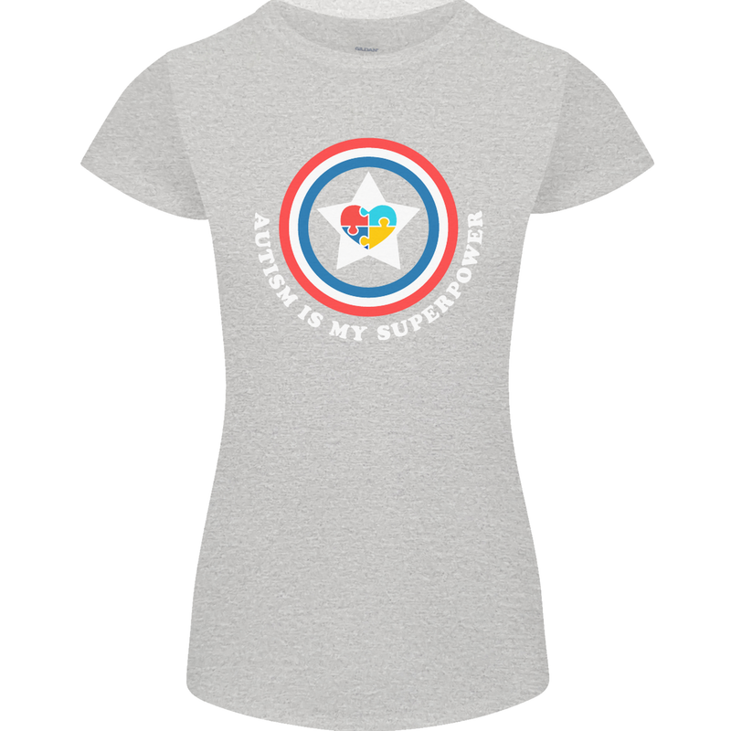 Autism Is My Superpower Autistic Womens Petite Cut T-Shirt Sports Grey