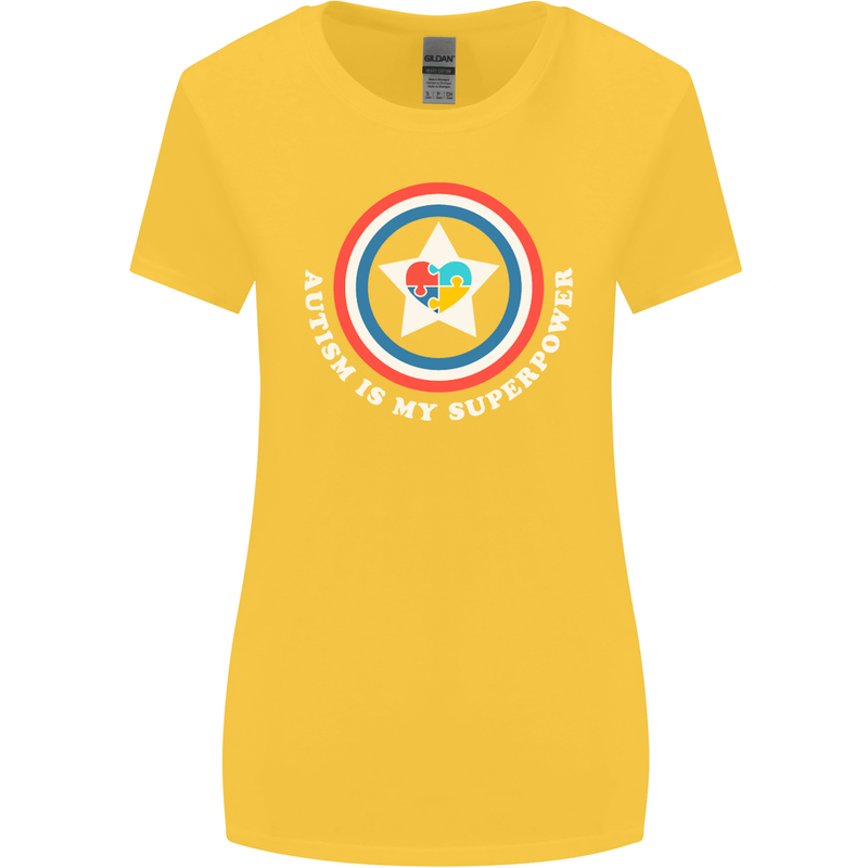 Autism Is My Superpower Autistic Womens Wider Cut T-Shirt Yellow