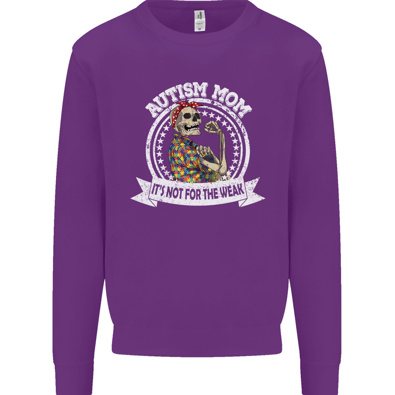 Autism Mom It's Not for the Weak Autistic Kids Sweatshirt Jumper Purple