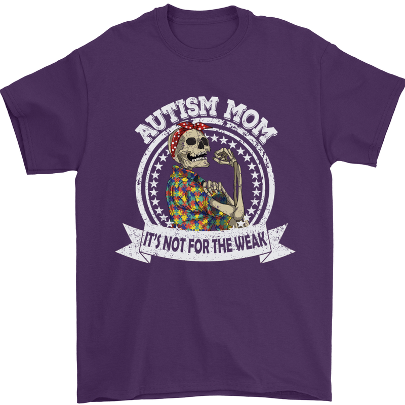 Autism Mom It's Not for the Weak Autistic Mens T-Shirt Cotton Gildan Purple