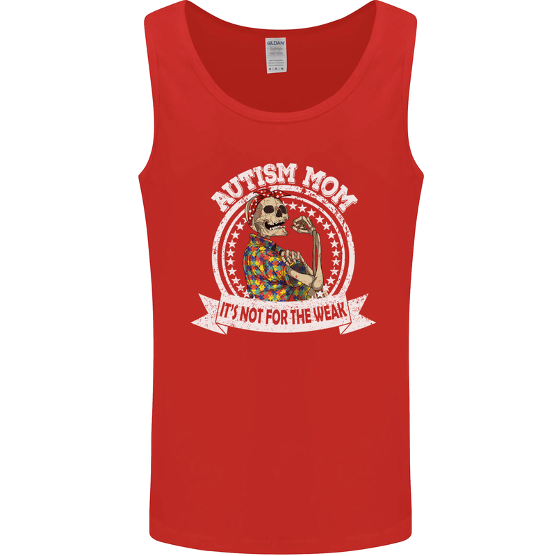 Autism Mom It's Not for the Weak Autistic Mens Vest Tank Top Red