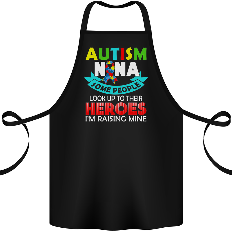 Autism Nana Grandparents Autistic ASD Cotton Apron 100% Organic Black