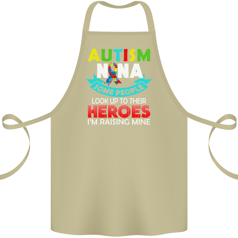 Autism Nana Grandparents Autistic ASD Cotton Apron 100% Organic Khaki