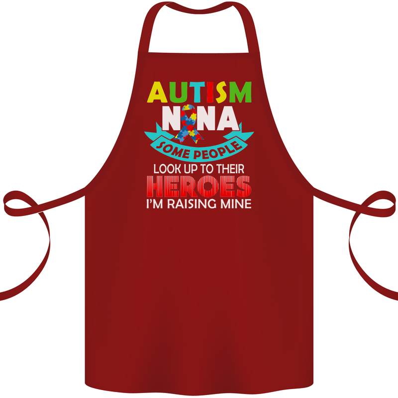 Autism Nana Grandparents Autistic ASD Cotton Apron 100% Organic Maroon