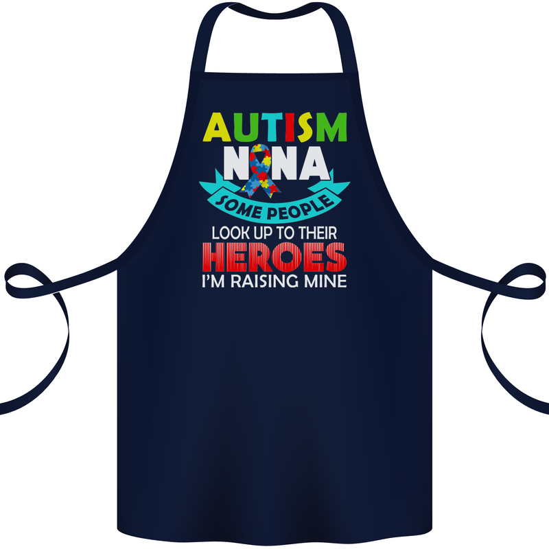 Autism Nana Grandparents Autistic ASD Cotton Apron 100% Organic Navy Blue