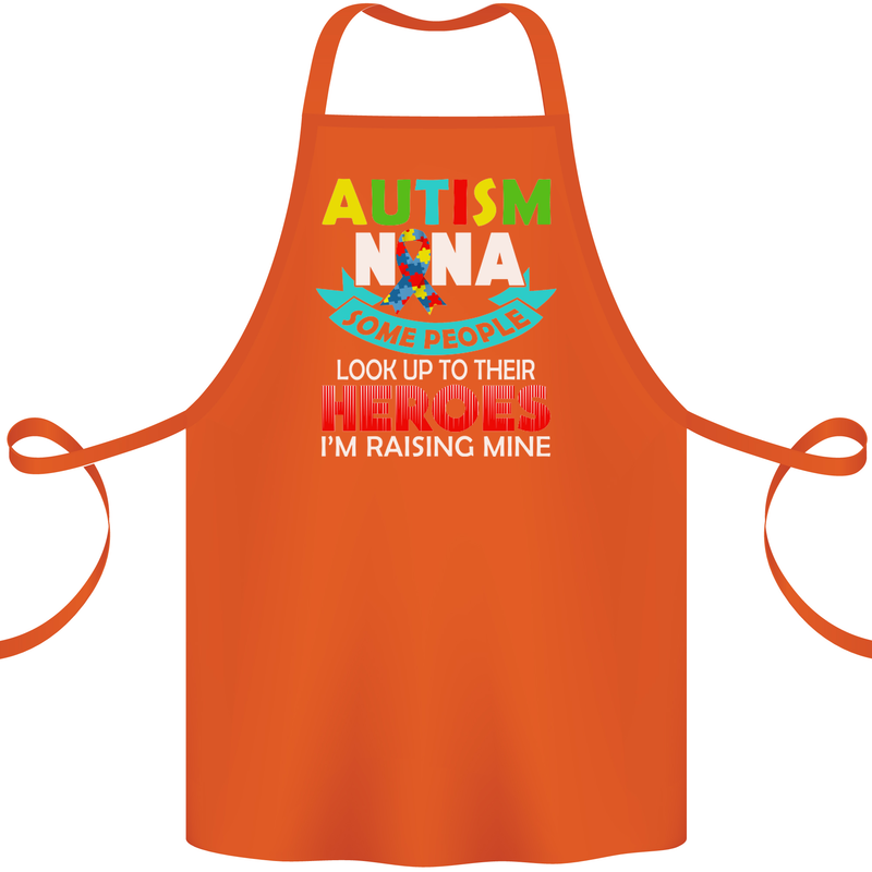 Autism Nana Grandparents Autistic ASD Cotton Apron 100% Organic Orange