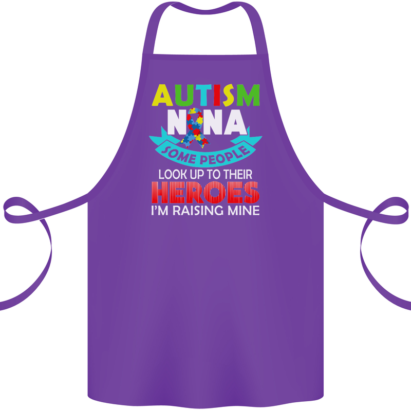 Autism Nana Grandparents Autistic ASD Cotton Apron 100% Organic Purple