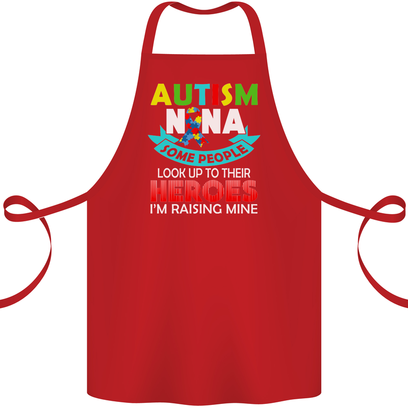 Autism Nana Grandparents Autistic ASD Cotton Apron 100% Organic Red