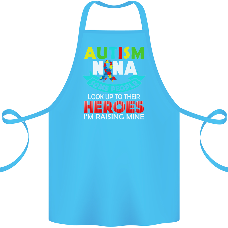 Autism Nana Grandparents Autistic ASD Cotton Apron 100% Organic Turquoise