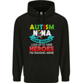 Autism Nana Grandparents Autistic ASD Mens 80% Cotton Hoodie Black