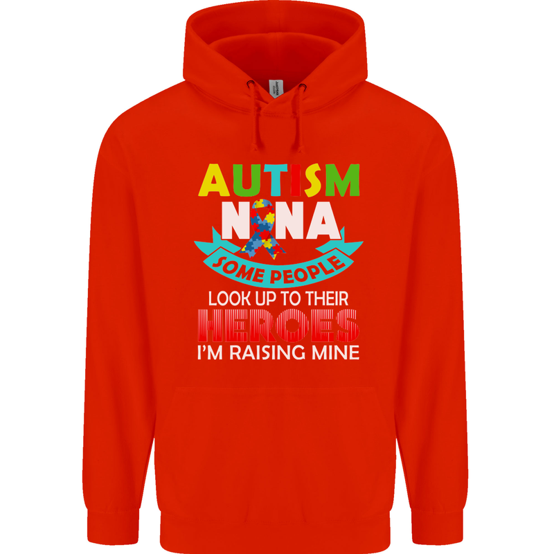 Autism Nana Grandparents Autistic ASD Mens 80% Cotton Hoodie Bright Red