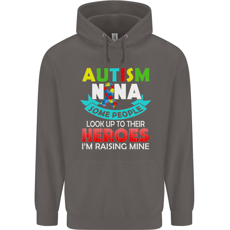 Autism Nana Grandparents Autistic ASD Mens 80% Cotton Hoodie Charcoal