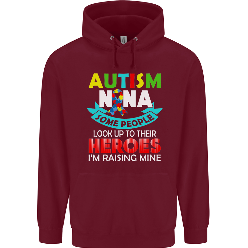 Autism Nana Grandparents Autistic ASD Mens 80% Cotton Hoodie Maroon