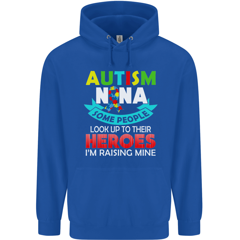 Autism Nana Grandparents Autistic ASD Mens 80% Cotton Hoodie Royal Blue