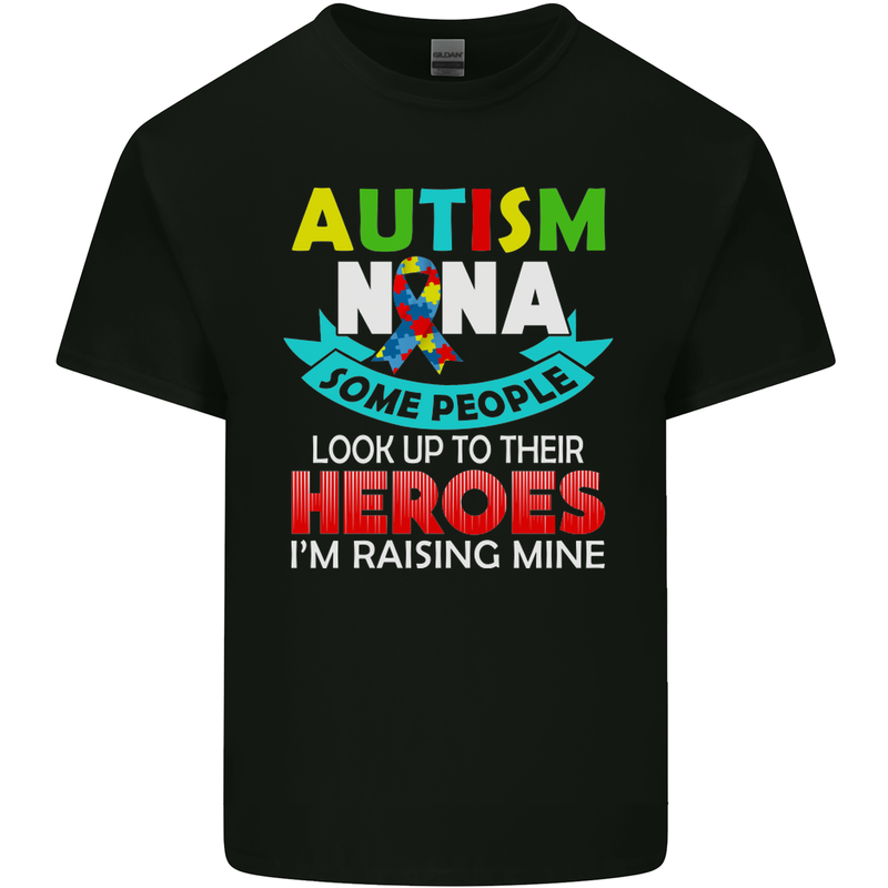Autism Nana Grandparents Autistic ASD Mens Cotton T-Shirt Tee Top Black