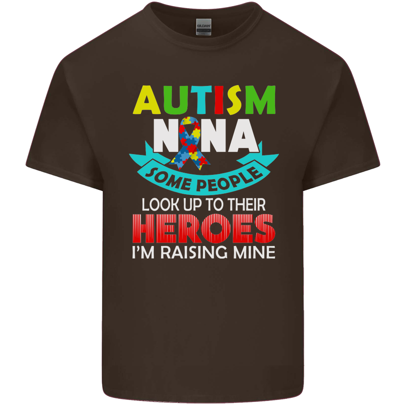 Autism Nana Grandparents Autistic ASD Mens Cotton T-Shirt Tee Top Dark Chocolate