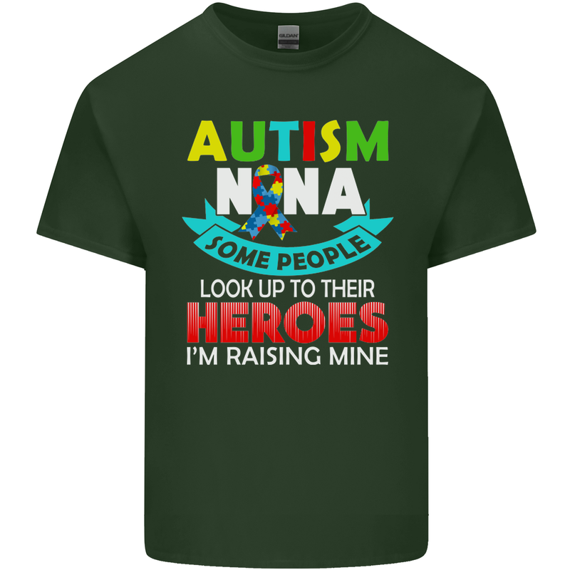Autism Nana Grandparents Autistic ASD Mens Cotton T-Shirt Tee Top Forest Green