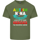 Autism Nana Grandparents Autistic ASD Mens Cotton T-Shirt Tee Top Military Green