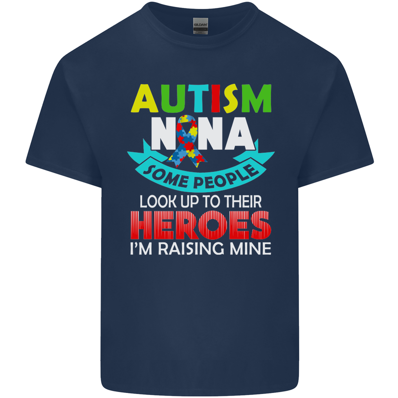 Autism Nana Grandparents Autistic ASD Mens Cotton T-Shirt Tee Top Navy Blue