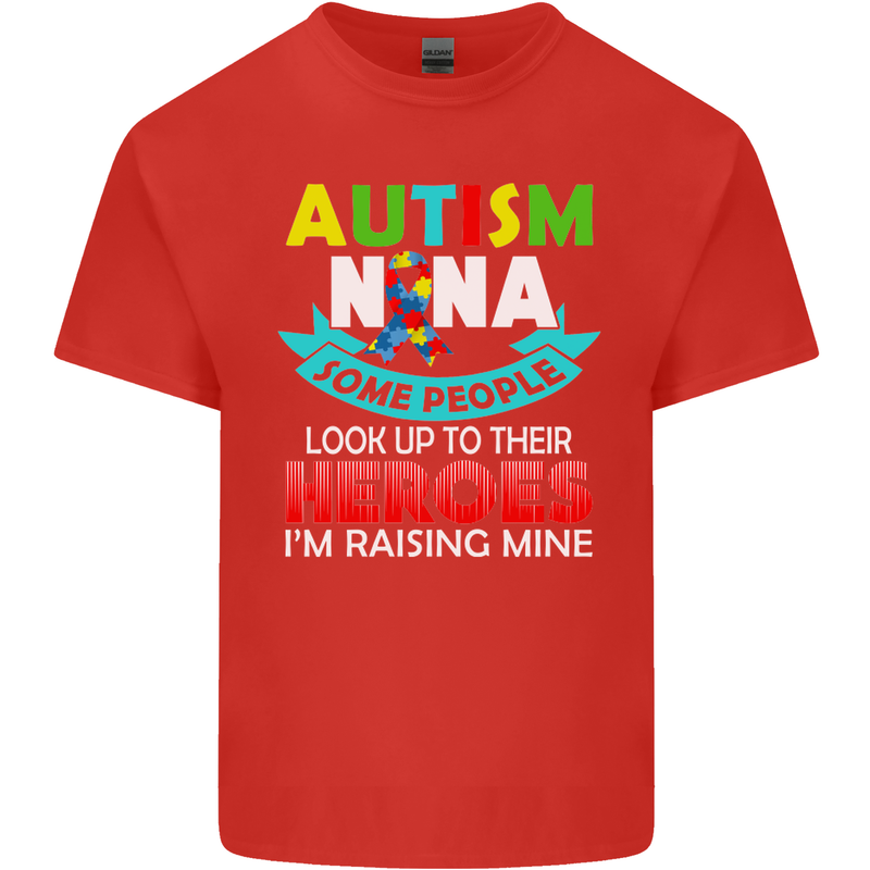 Autism Nana Grandparents Autistic ASD Mens Cotton T-Shirt Tee Top Red